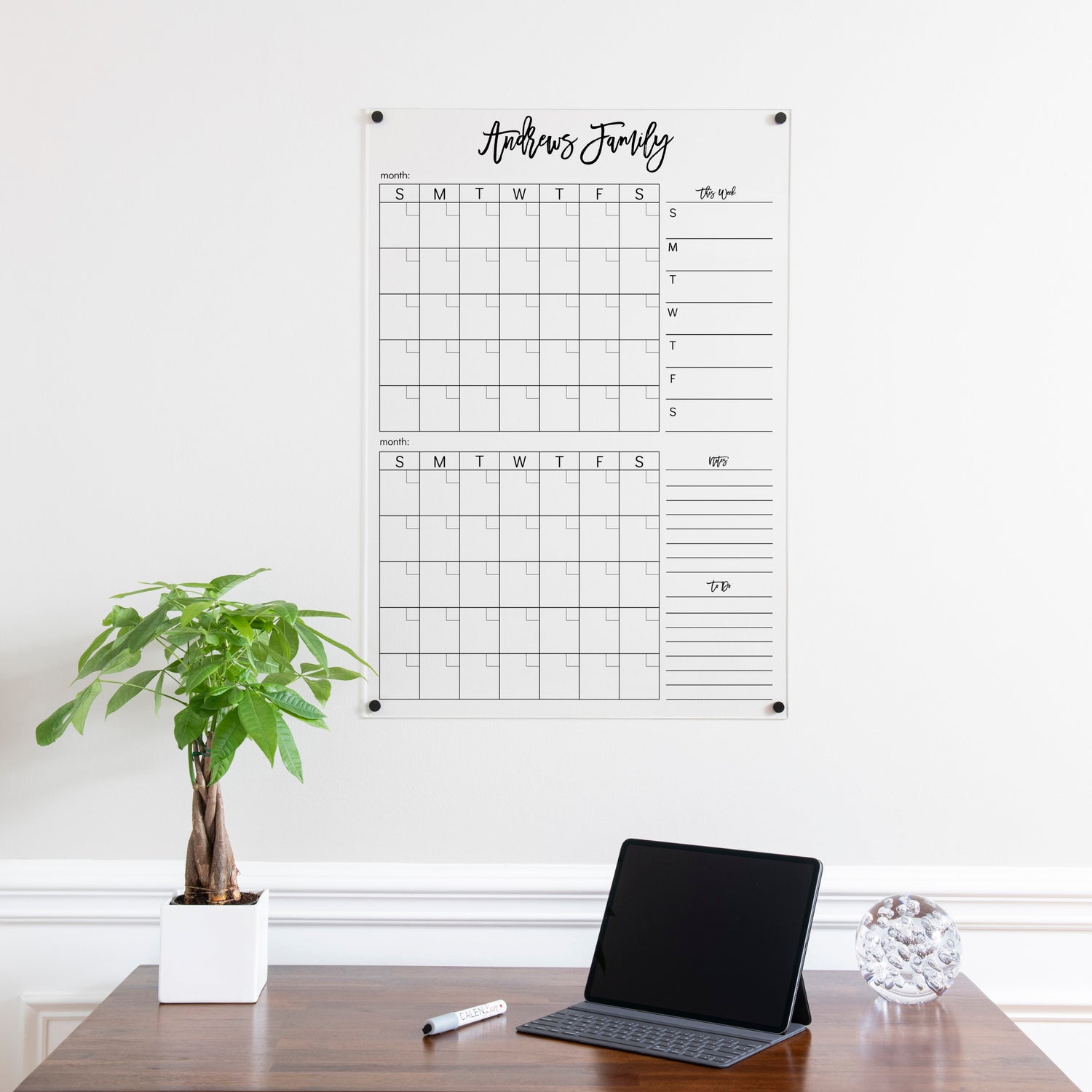 Acrylic Wall Calendar Desk Set