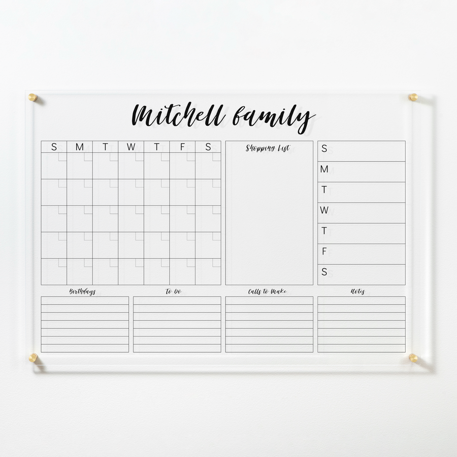 Clear Personalized Acrylic Calendar for Wall - Calen Love® - Calen Love