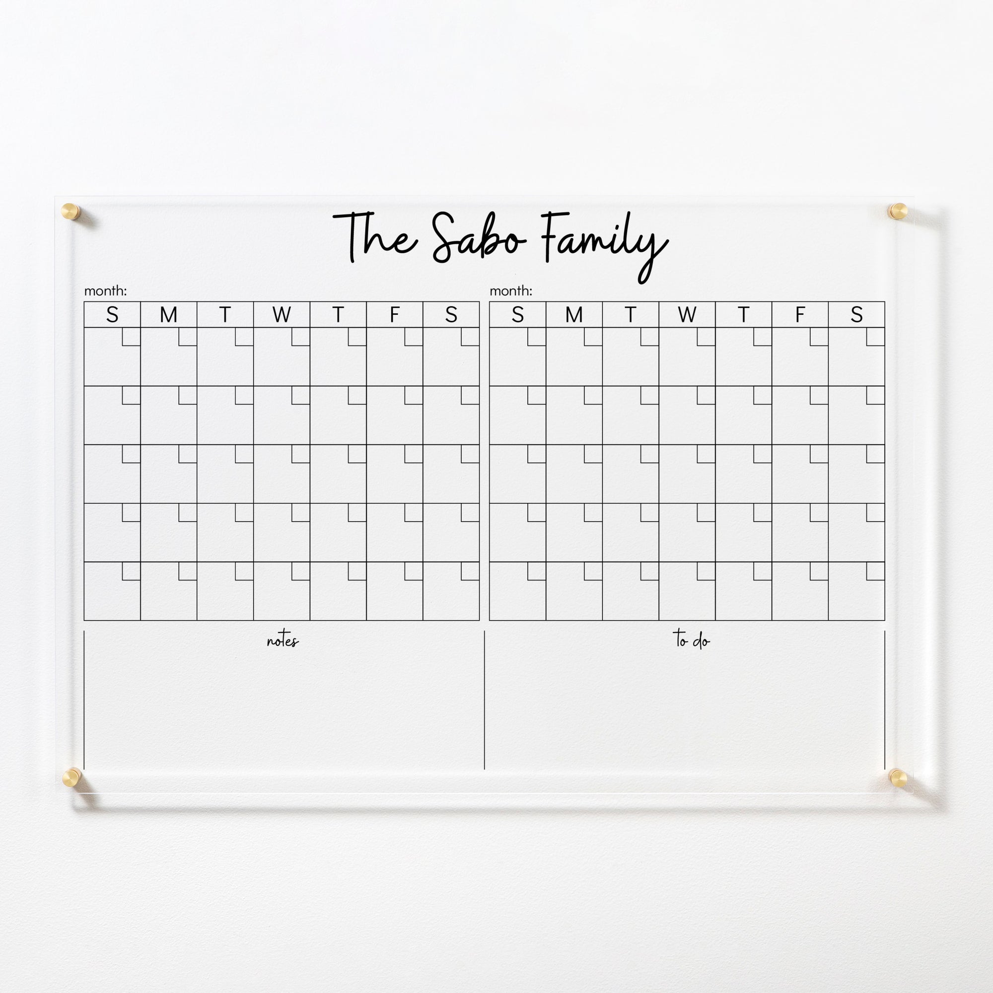 Personalized 2 Month Acrylic Calendar Calen Love® Calen Love
