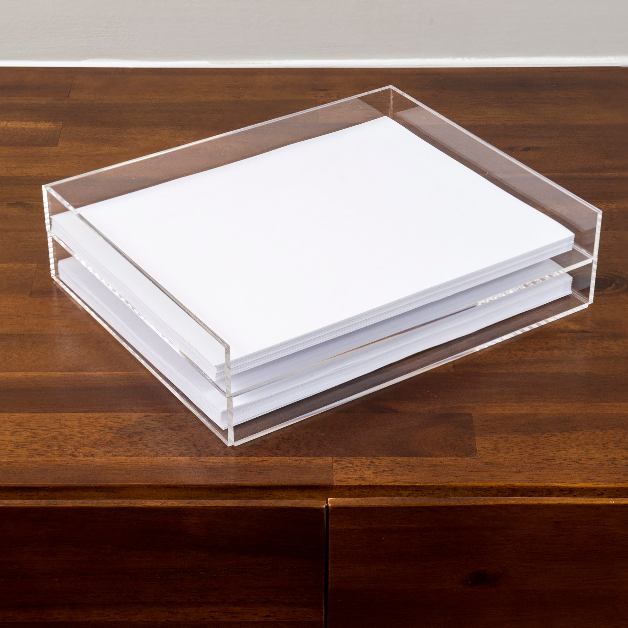 Clear Acrylic Stacking Desktop File & Document Trays, Set of 2